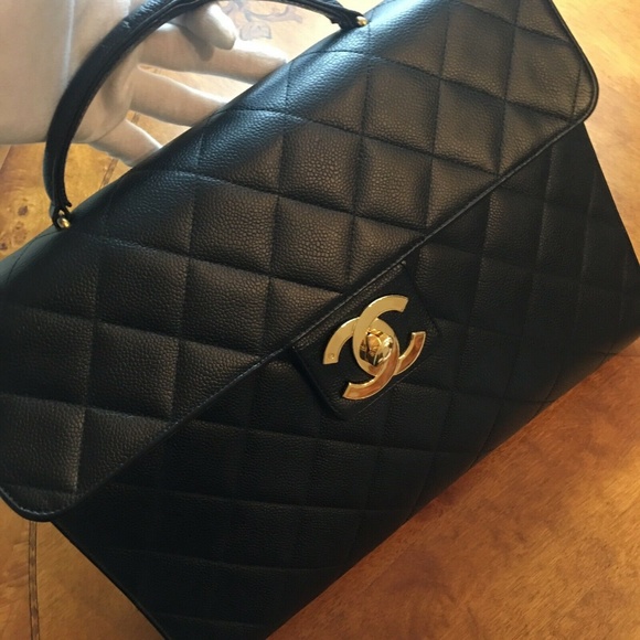 Vintage Chanel Black Caviar Briefcase Gold HW - Picture 5 of 8